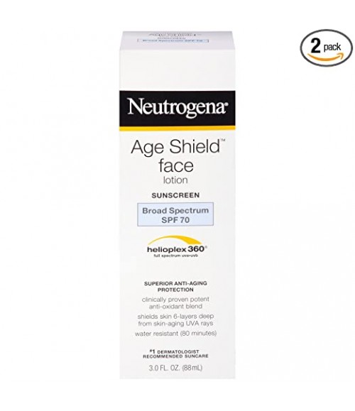 Neutrogena Age Shield Anti-Oxidant Face Lotion Sunscreen, Broad Spectrum Spf 70, Oil-Free Sunscreen, Travel Size 3 Fl. Oz. (Pack of 2)